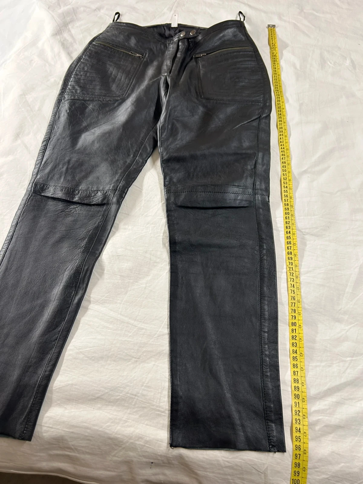 Pantalón negro recto de cuero Vero Moda talla 36 100% cuero – photo 3